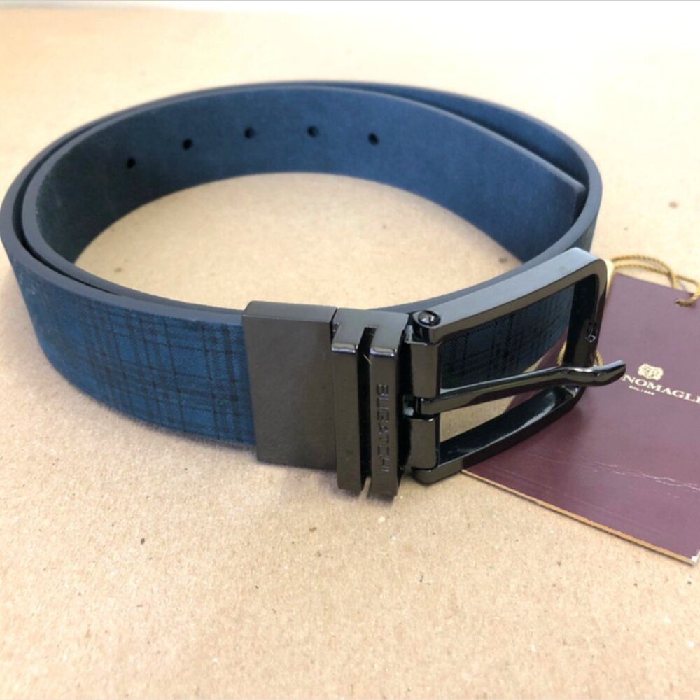 Bruno Magli Tartan Plaid Reversible Leather Belt